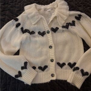 Kimchi Blue Cream and Black Heart Cardigan